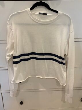Brandy Melville White Long Sleeve Cropped Shirt